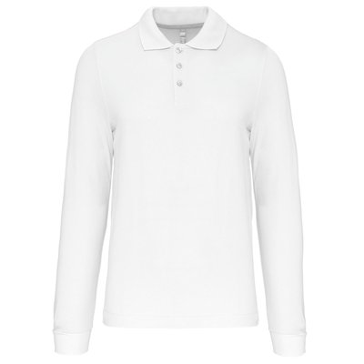 Polo manga larga hombre algodón piqué Blanco S