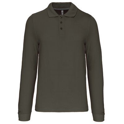 Polo manga larga hombre algodón piqué Dark Khaki 4XL