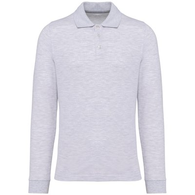 Polo manga larga hombre algodón piqué Gris L