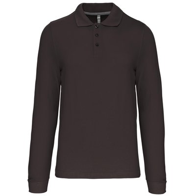 Polo manga larga hombre algodón piqué Gris XL