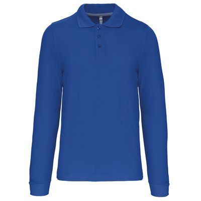 Polo manga larga hombre algodón piqué Light Royal Blue 4XL