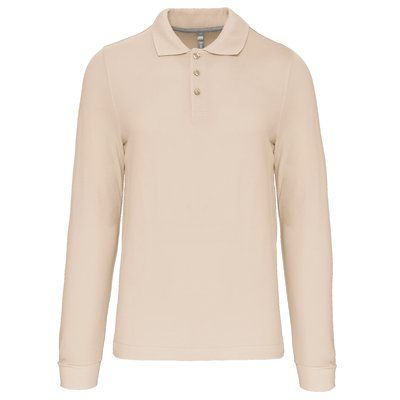 Polo manga larga hombre algodón piqué Light Sand S