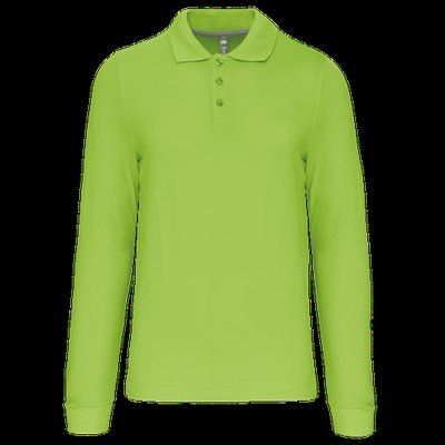 Polo manga larga hombre algodón piqué Lime 4XL