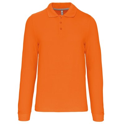 Polo manga larga hombre algodón piqué Naranja S