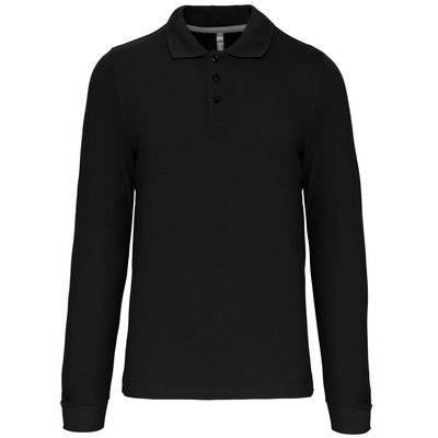 Polo manga larga hombre algodón piqué Negro XXL