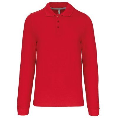 Polo manga larga hombre algodón piqué Red M