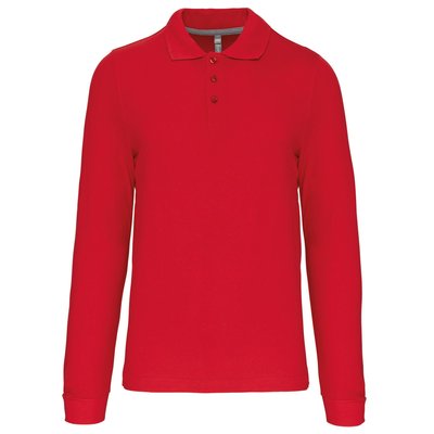 Polo manga larga hombre algodón piqué Rojo M