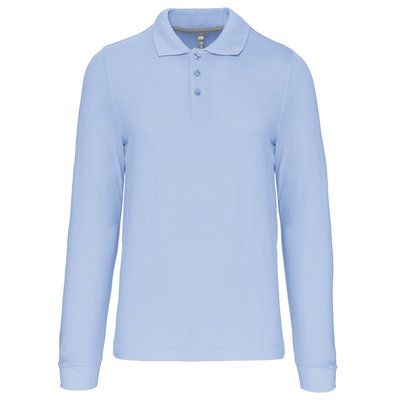 Polo manga larga hombre algodón piqué Sky Blue 3XL