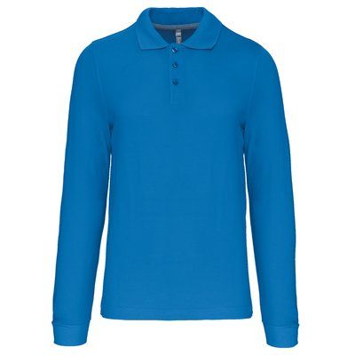 Polo manga larga hombre algodón piqué Tropical Blue M