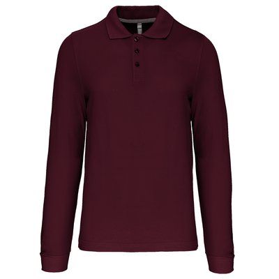 Polo manga larga hombre algodón piqué Wine L