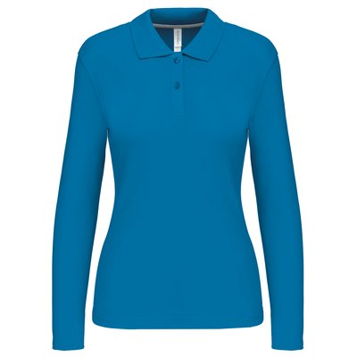 Polo manga larga mujer algodón lavable Azul M