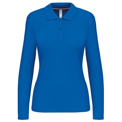 Polo manga larga mujer algodón lavable Azul S