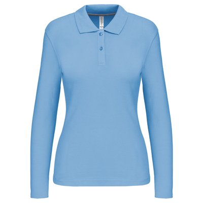 Polo manga larga mujer algodón lavable Azul XL