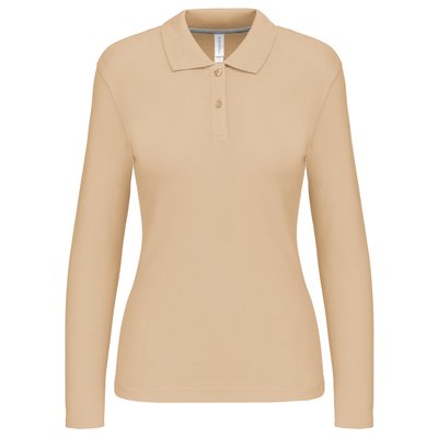 Polo manga larga mujer algodón lavable Beige S