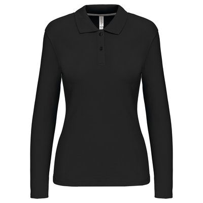 Polo manga larga mujer algodón lavable Black L