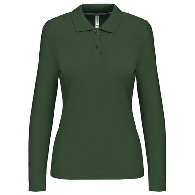 Polo manga larga mujer algodón lavable Forest Green M