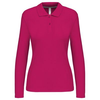 Polo manga larga mujer algodón lavable Fuchsia L