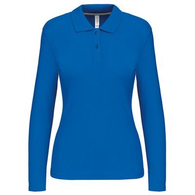 Polo manga larga mujer algodón lavable Light Royal Blue S