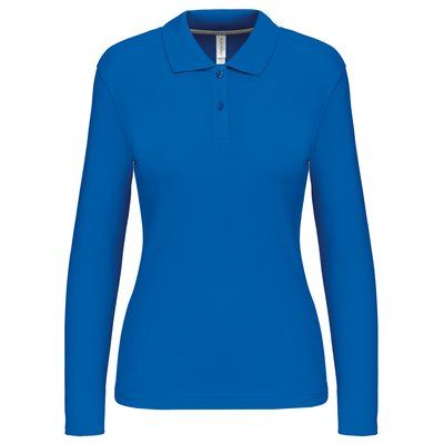 Polo manga larga mujer algodón lavable Light Royal Blue XXL