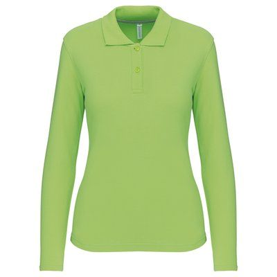 Polo manga larga mujer algodón lavable Lime 3XL