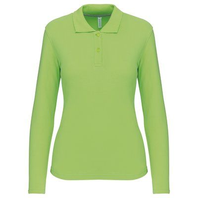 Polo manga larga mujer algodón lavable Lime S