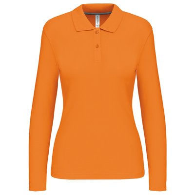 Polo manga larga mujer algodón lavable Naranja L