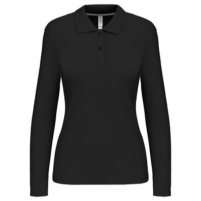 Polo manga larga mujer algodón lavable Negro M