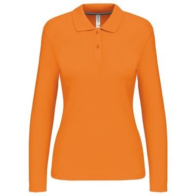 Polo manga larga mujer algodón lavable Orange L