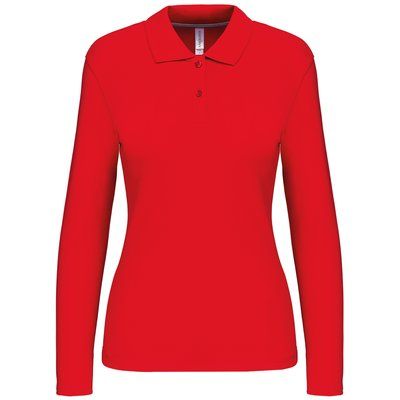 Polo manga larga mujer algodón lavable Red M