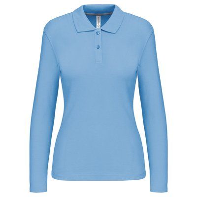 Polo manga larga mujer algodón lavable Sky Blue 3XL