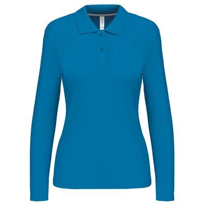 Polo manga larga mujer algodón lavable Tropical Blue M