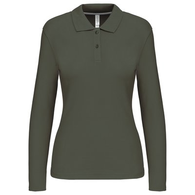 Polo manga larga mujer algodón lavable Verde M