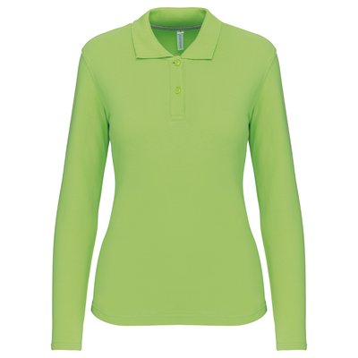 Polo manga larga mujer algodón lavable Verde S