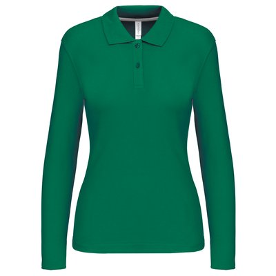 Polo manga larga mujer algodón lavable Verde S