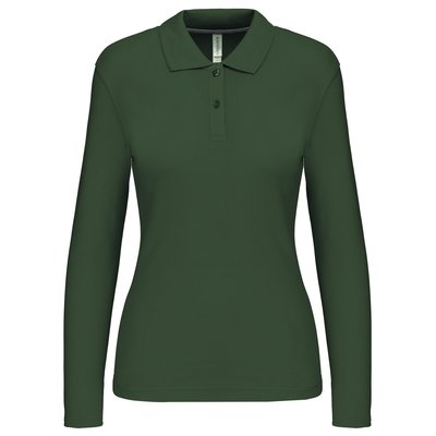 Polo manga larga mujer algodón lavable Verde XL