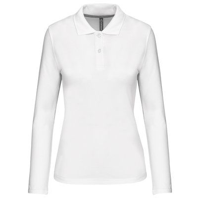 Polo manga larga mujer algodón lavable White S