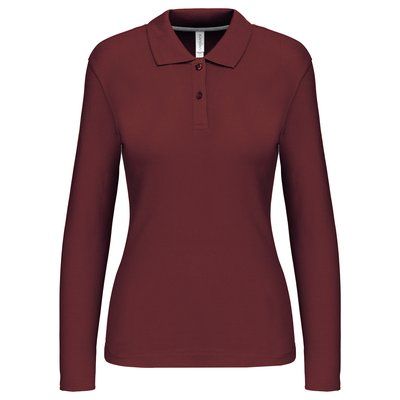 Polo manga larga mujer algodón lavable Wine M