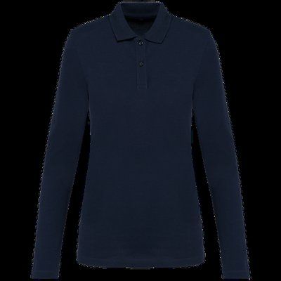 Polo manga larga mujer corte recto Azul M