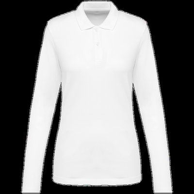 Polo manga larga mujer corte recto White M