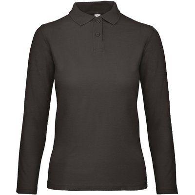 Polo manga larga mujer punto piqué Black M