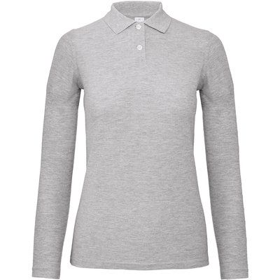 Polo manga larga mujer punto piqué Heather Grey XXL