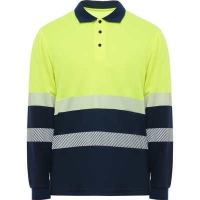 Polo Manga Larga Reflectante MARINO/AMARILLO FLUOR S