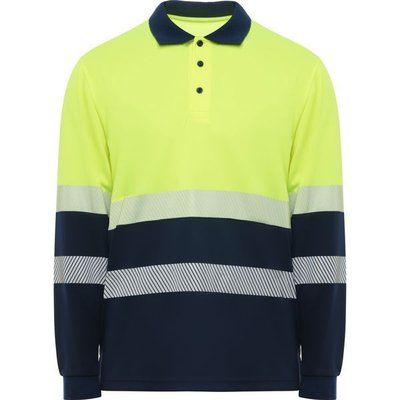 Polo Manga Larga Reflectante MARINO/AMARILLO FLUOR XL