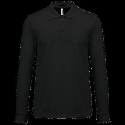 Polo manga larga unisex Black XS