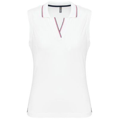 Polo sin mangas mujer algodón White / Navy / Red XXL