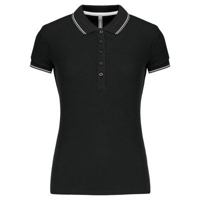 Polo mujer algodón con 5 botones Black / Light Grey / White XXL