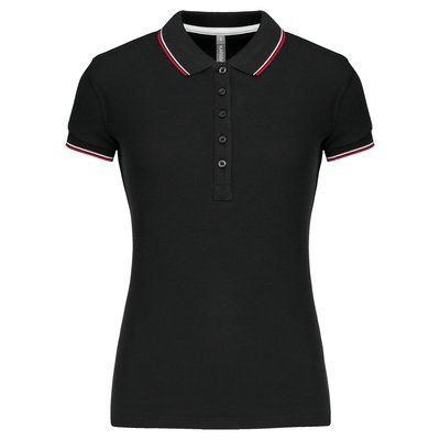 Polo mujer algodón con 5 botones Black / Red / White S