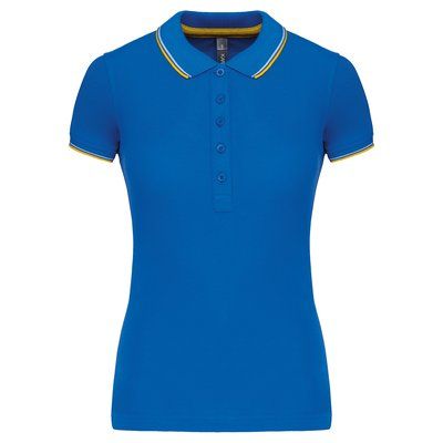 Polo mujer algodón con 5 botones Light royal blue/Yellow/White XL