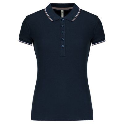 Polo mujer algodón con 5 botones Navy / Light Grey / White XXL