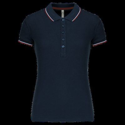 Polo mujer algodón con 5 botones Navy / Wine / White S